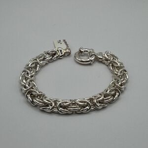 Heavy 13mm Sterling Silver Byzantine Chain Bracelet 7"  925 Italy Chunky Unisex